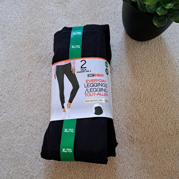 32° Degrees Heat Leggings 2 Pack Size XL Black Stretch Casual High Waist Pants - Picture 11 of 11